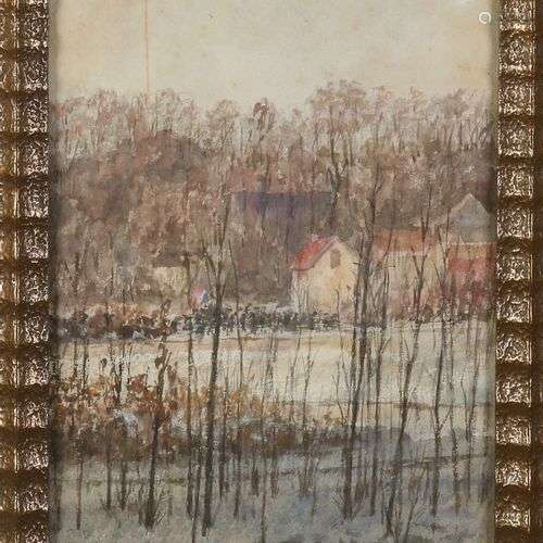 Hendrik Valkenburg. 1826 - 1896. Vue d'hiver de l'Oosterpark...