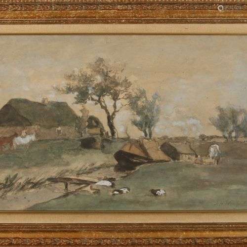 JH Weissenbruch. 1824 - 1903. École de La Haye. Paysage avec...