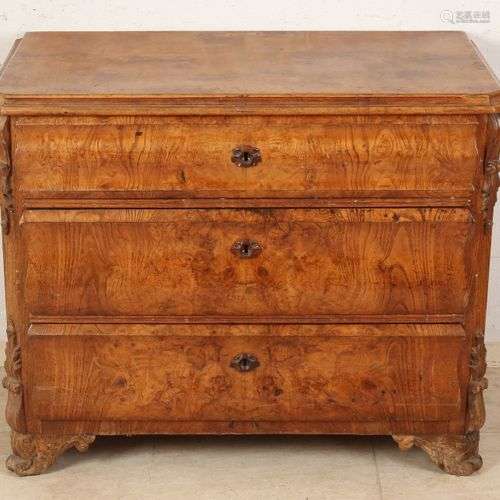 Commode allemande, fin du Biedermeier, en placage de bois de...