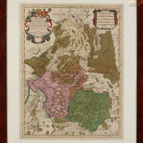 Carte ancienne néerlandaise coloriée à la main. La Seigneuri...