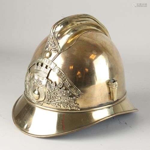 Casque de pompier français ou belge en laiton, sans casque i...