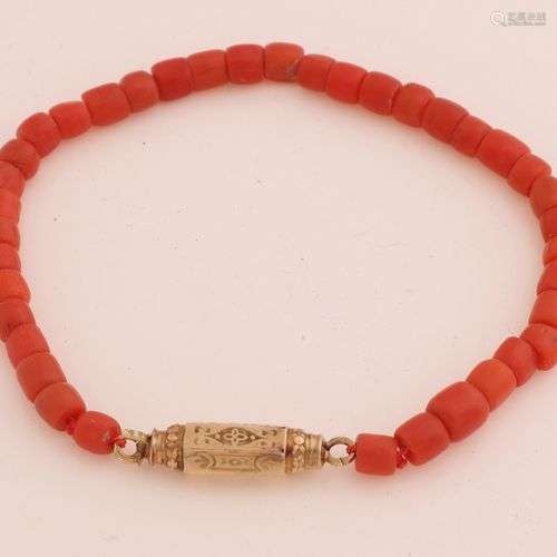 Bracelet de coraux rouges, en forme de tonneau ø4,5mm, avec ...