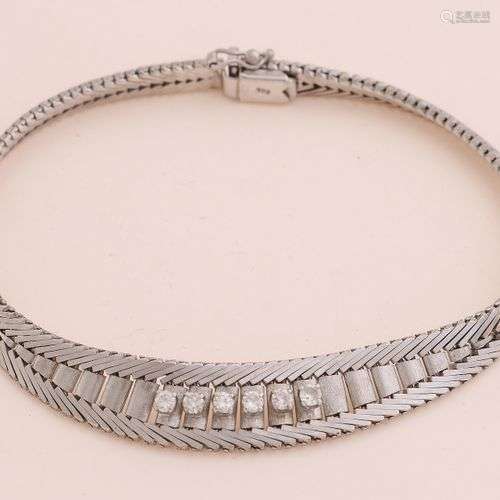 Bracelet fantaisie en or blanc, 585/000, avec diamant. Brace...