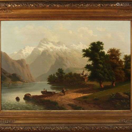 M. Sander ? 1882. École allemande. Paysage de montagne avec ...