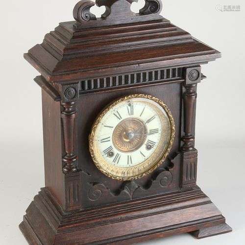 Ancienne horloge de table en chêne américain Ansonia New Yor...