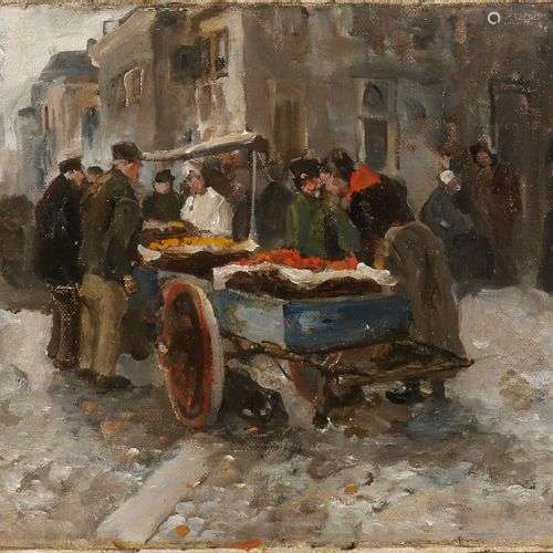 A. de la Rivière. 1857 - 1941. Marché de Rotterdam avec pers...