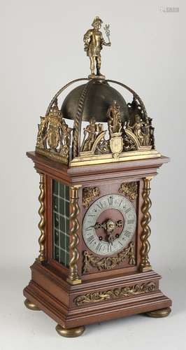 Grande horloge de table hollandaise ancienne en noyer avec d...