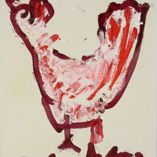 Anton Heyboer. 1924 - 2005. Poule aux éclaboussures. Huile s...