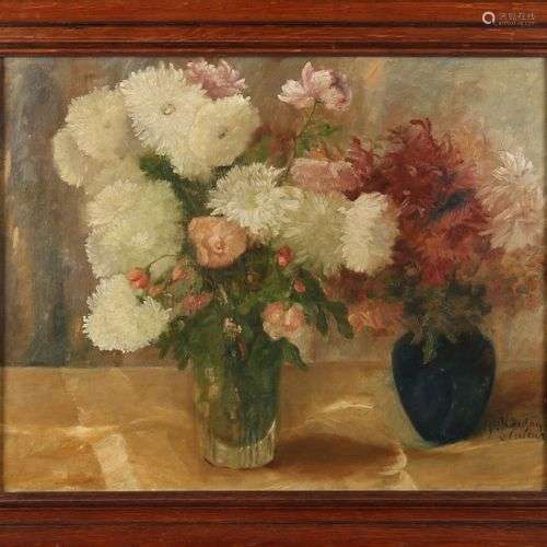 Geesje Mesdag-van Calcar. Deux vases avec des fleurs. Huile ...