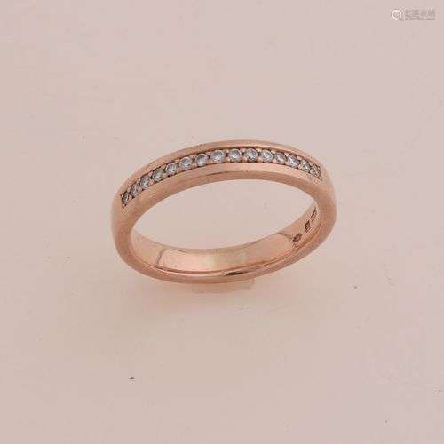 Bague bandeau en or, 585/000, en or rouge, sertie de 15 diam...