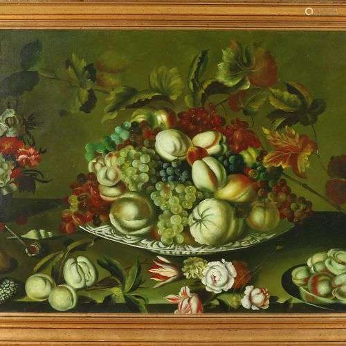 Non signé. 20ème siècle. Nature morte aux fruits. Peinture à...