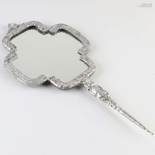 Magnifique miroir à main argenté, 833/000, modèle rectangula...