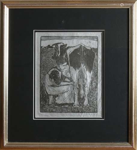 Gravure sur bois Jan Mankes. 1889 - 1920. Femme de fermier t...