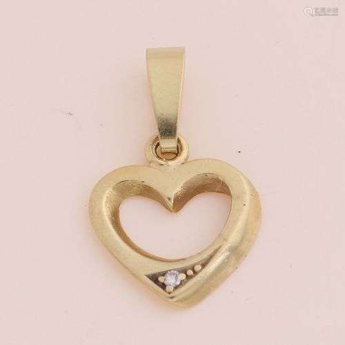 Pendentif en or jaune, 585/000, avec diamant. Pendentif en o...