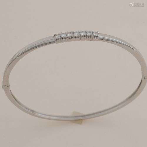 Bracelet esclave en or blanc, 585/000, avec diamant. Bracele...