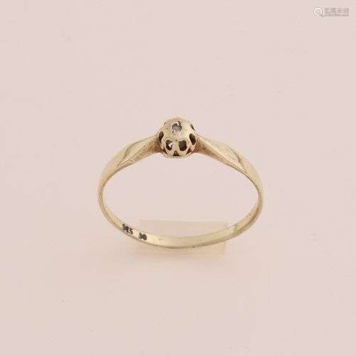 Bague solitaire en or jaune, 585/000, avec diamant. Bague à ...