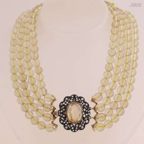 Collier capital en citrine avec un fermoir en or, 585/000, s...