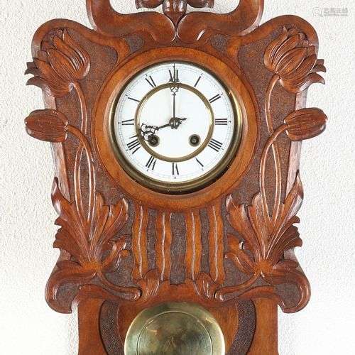 Pendule libre allemande ancienne en noyer. Circa 1900. Art N...