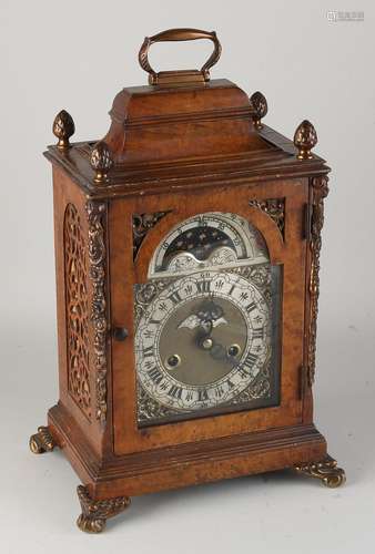 Grande horloge de table en ronce de noyer avec phase de lune...