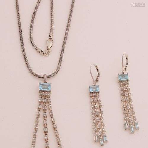 Collier avec pendentif et boucles d'oreilles en argent 925/0...