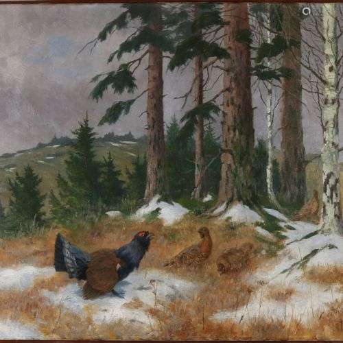 Carl Deiker. 1879 - 1958. École allemande. Paysage d'hiver a...