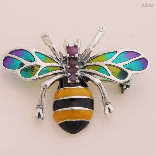 Broche/pendentif en argent, 925/000, en forme d'abeille avec...