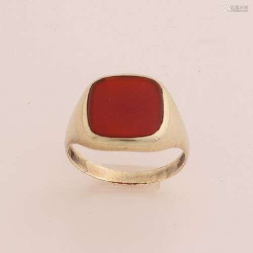 Bague pour homme en or jaune, 585/000, avec agate. Bague à m...