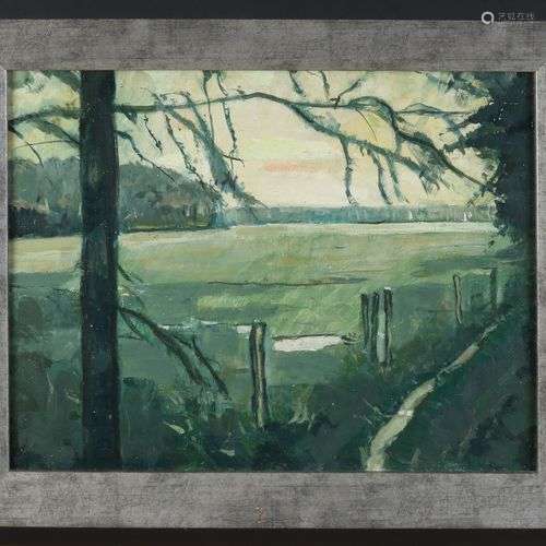 Cornelius Kloos. 1895 - 1976. Paysage hollandais. Peinture à...