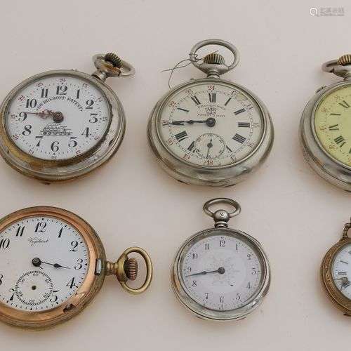 Lot de 6 montres de poche, divers modèles, mécaniques. Ao Gr...