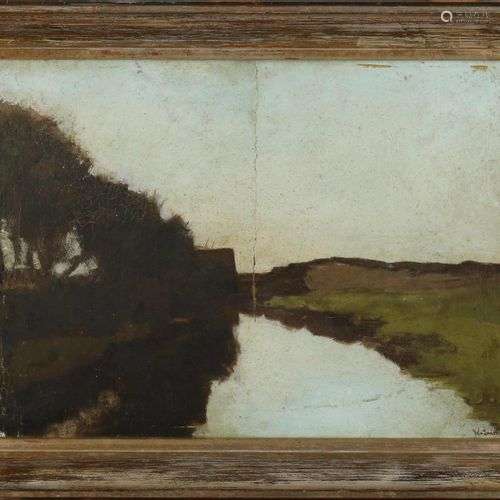 W. de Zwart. 1867 - 1957. École de La Haye. Paysage. Panneau...