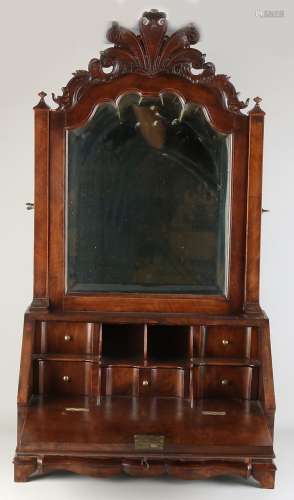 Secrétaire de voyage original du XVIIIe siècle avec miroir, ...