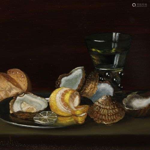 C. Cornelisz. XXIe siècle. Nature morte avec verres à pied, ...