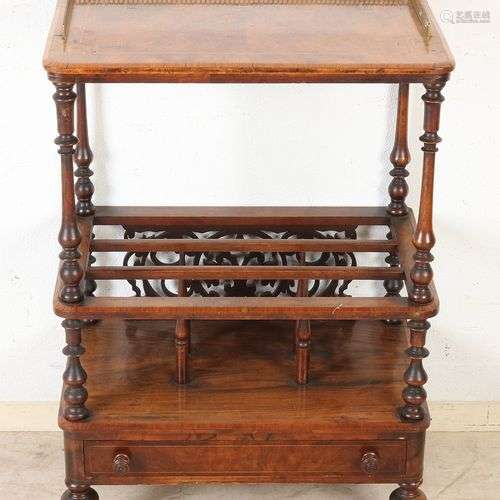 Table d'étagère en ronce de noyer du XIXe siècle avec tiroir...