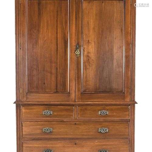 Ancienne armoire anglaise en acajou avec quatre tiroirs, deu...