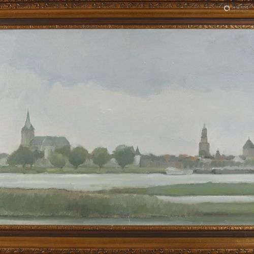 Lieuwe Gerstmijer. 1906 - . Vue de Kampen aan de IJssel. Pei...