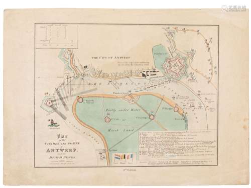 Un plan lithographié du milieu du 19ième siècle des fortes e...