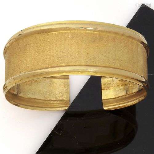 Bracelet Torque ouvert en or jaune 18K 750 millièmes, les fl...