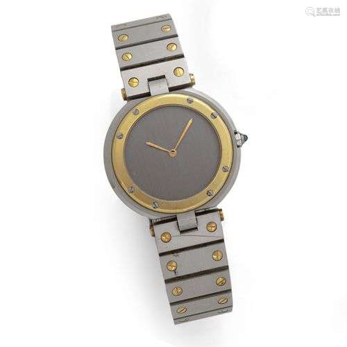 Cartier Santos Ronde Montre mixte en acier et or jaune 18K 7...