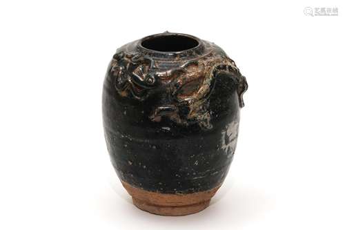 A Black Glazed Dragon Jar Song Dynasty