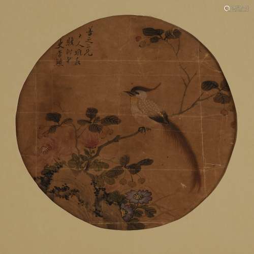 A Color on Silk of Bird and Flowers by Shi ChangBiao
