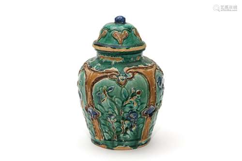 A Fahua Porcelain Generals Jar with Lid Yuan Dynasty