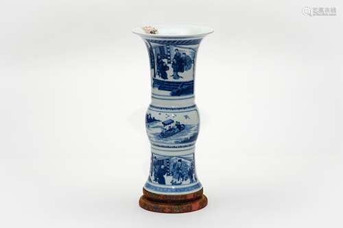 A Blue and White Figural Gu Vase with Jiajing Mark