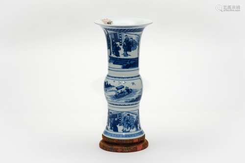 A Blue and White Figural Gu Vase with Jiajing Mark