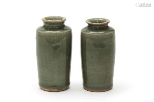 Two Longquan Celadon Glazed Zun Vases Song Dynasty
