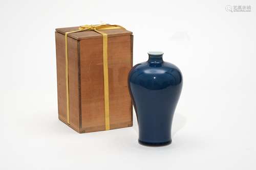 A Blue Glazed Meiping Vase with Daoguang Mark