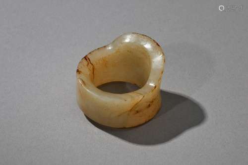 A Carved Hetian Jade Archery Ring