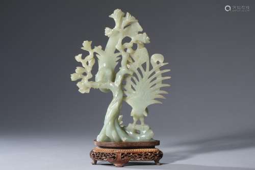 A Carved Hetian Jade Figure of Phoenix