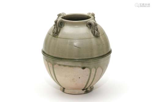 A Xiangzhou Celadon Glazed Jar with 4 Loops Northen Qi