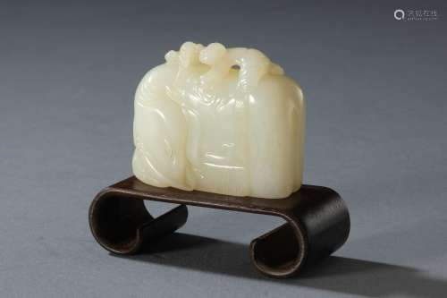 A Carved Hetian Jade Figure of Elephant