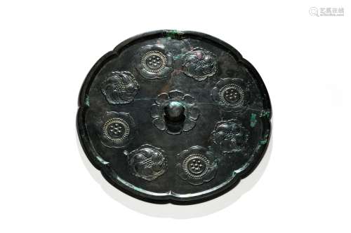 A Lobed Floral Bronze Mirror Tang Dynasty